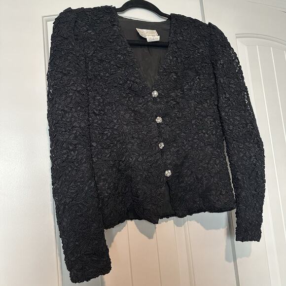 Vintage Jessica McClintock Gunne Sax Formal Bolero Jacket Lace Applique Evening - Picture 11 of 11